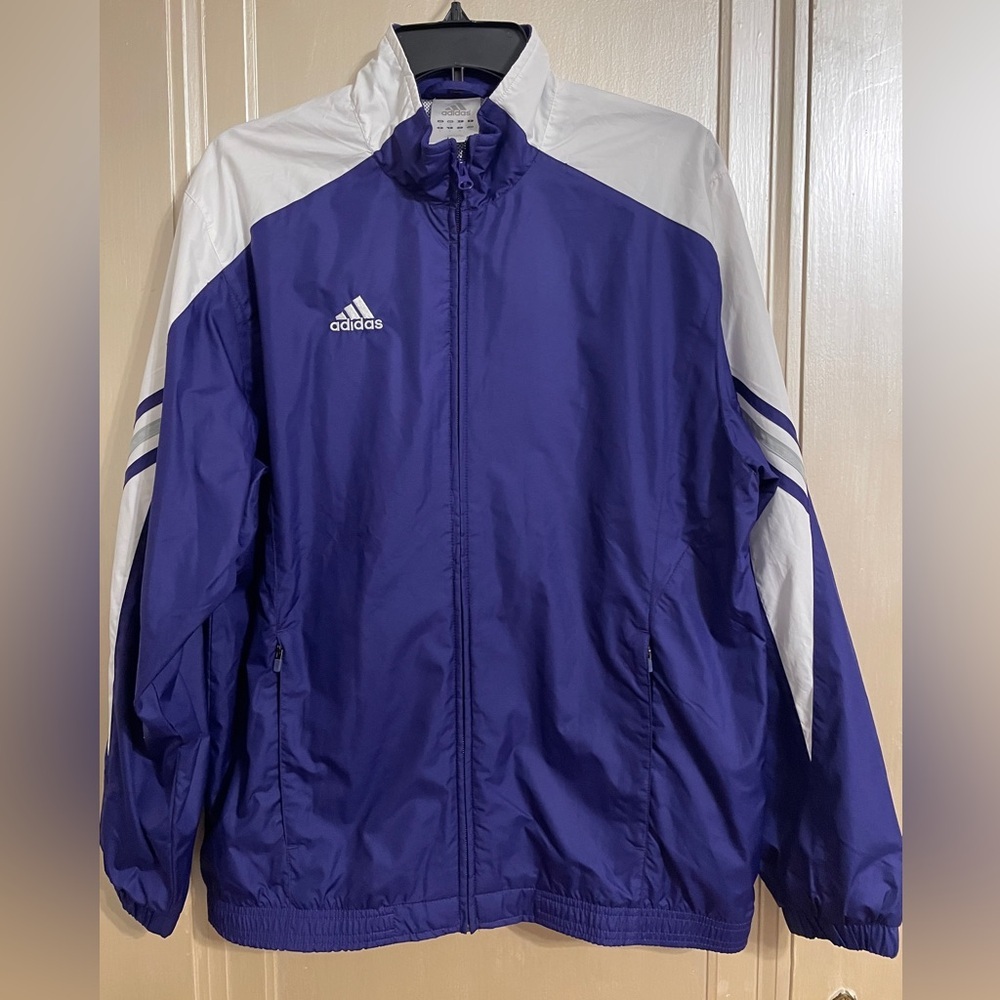 Adidas Purple NWOT Unisex Nylon Windbreaker ZipUp Swishy Athletic Jacket -Small